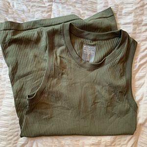 Athleta racerback tank, olive green, XS